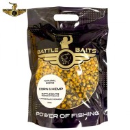 Варени семена царевица с коноп BATTLE BAITS Corn & Hemp Seeds 3kg